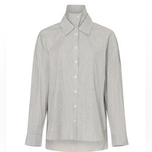 Tibi Double Collar Striped Shirt